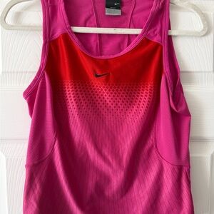 Nike Women's Dri-Fit Pink and Red Tank Top